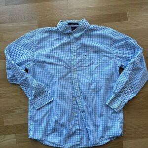 Tommy Hilfiger White and Blue Plaid Shirt